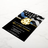 警察の退職シンブルーライン法執行部 箔招待状 (回転した状態)