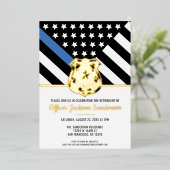 警察の退職シンブルーライン法執行部 箔招待状 (立ち正面)