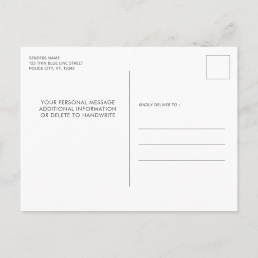 警察の退職パーソナライズされた伝説が退職したある インビテーションポストカード (裏面)