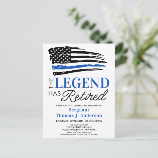 警察の退職パーソナライズされた伝説が退職したある インビテーションポストカード (スタンド正面)