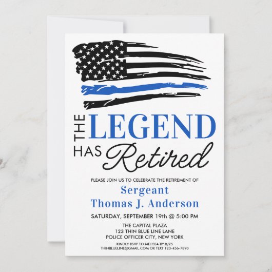 警察の退職パーソナライズされた伝説が退職したある 招待状 (正面)