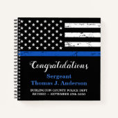 警察の退職パーソナライズ薄いブルーラインゲスト ノートブック (正面)