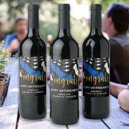 警察の退職パーティーおめでとう薄い青い線 ワインラベル