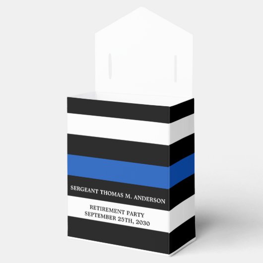 警察の退職パーティーのパーソナライズ薄い青い線 フェイバーボックス (オープン)