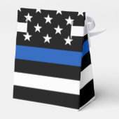 警察の退職パーティーのパーソナライズ薄い青い線 フェイバーボックス (裏面サイド)