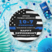 警察の退職パーティーのパーソナライズ薄い青い線 ペーパープレート (パーティー)