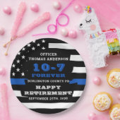 警察の退職パーティーのパーソナライズ薄い青い線 ペーパープレート (パーティー)