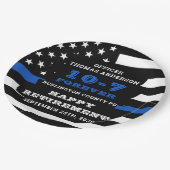 警察の退職パーティーのパーソナライズ薄い青い線 ペーパープレート (アングル)