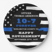 警察の退職パーティーのパーソナライズ薄い青い線 ペーパープレート (正面)