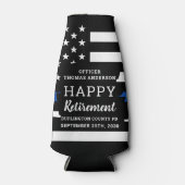 警察の退職パーティーのパーソナライズ薄い青い線 ボトルクーラー (正面)