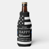 警察の退職パーティーのパーソナライズ薄い青い線 ボトルクーラー (ボトル正面)