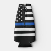 警察の退職パーティーのパーソナライズ薄い青い線 ボトルクーラー (裏面)