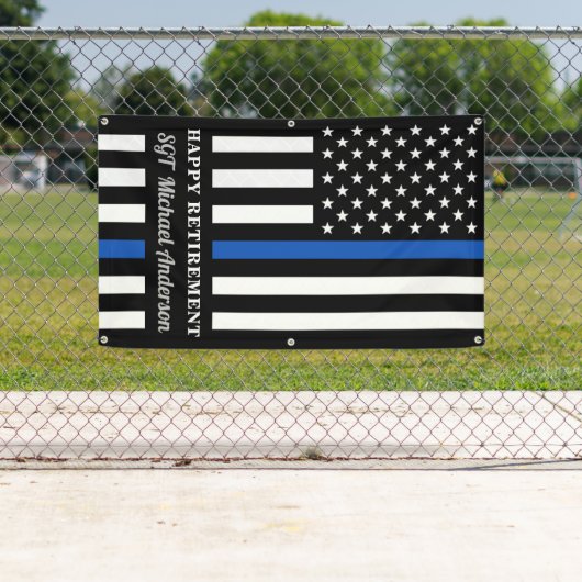 警察の退職パーティーのパーソナライズ薄い青い線 横断幕 (インサイチュ)