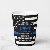 警察の退職パーティーのパーソナライズ薄い青い線 紙コップ (裏面)