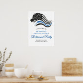 警察の退職パーティーシンブルーラインウェルカム ポスター (キッチン)