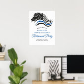 警察の退職パーティーシンブルーラインウェルカム ポスター (ホームオフィス)