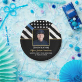 警察の退職パーティー薄い青い線のフラグの写真 ペーパープレート (パーティー)