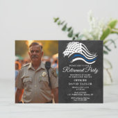 警察の退職パーティー薄い青い線のフラグの写真 招待状 (スタンド正面)