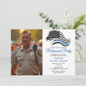 警察の退職パーティー薄い青い線のフラグの写真 招待状 (スタンド正面)