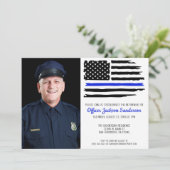 警察の退職パーティー薄い青い線の写真 招待状 (スタンド正面)