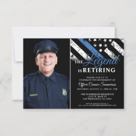 警察の退職パーティー薄い青い線の写真 招待状