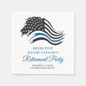 警察の退職パーティー薄い青い線 スタンダードカクテルナプキン (正面)