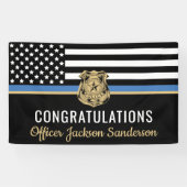 警察の退職パーティー薄い青い線 横断幕 (横)