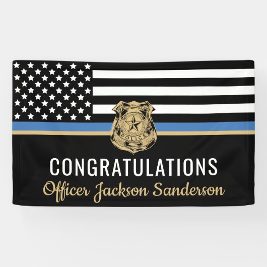 警察の退職パーティー薄い青い線 横断幕 (横)