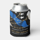 警察の退職パーティー金ゴールド薄い青い線 缶クーラー (缶正面)