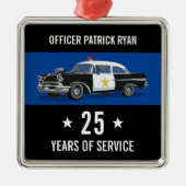 警察の退職ビンテージカーモノグラム名の年 メタルオーナメント (正面)