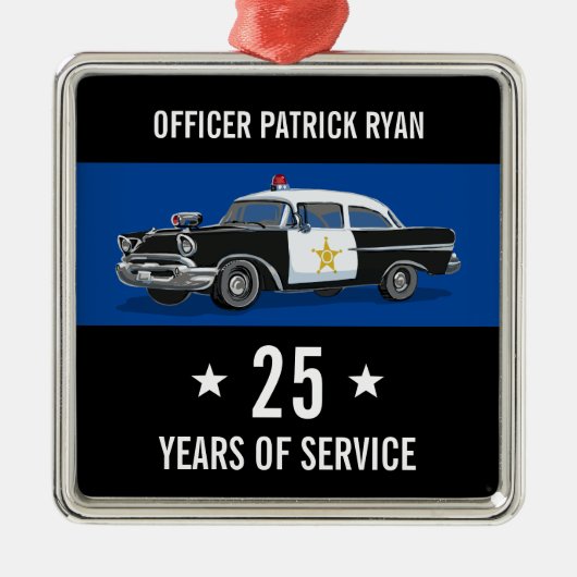 警察の退職ビンテージカーモノグラム名の年 メタルオーナメント (正面)