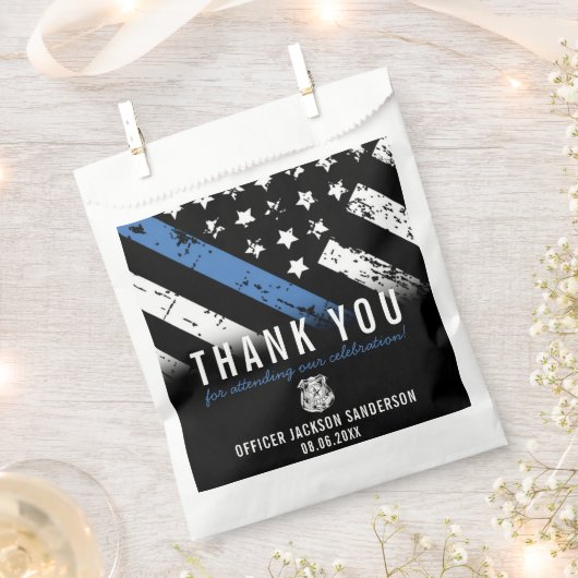 警察の退職ブルーライン国旗ありがとう フェイバーバッグ (クリップ留めされた状態)