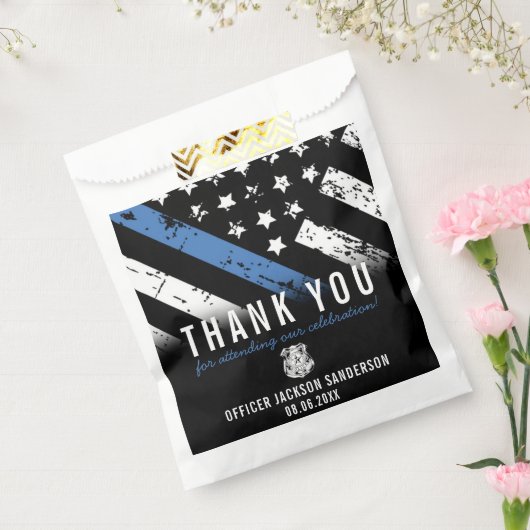 警察の退職ブルーライン国旗ありがとう フェイバーバッグ (封をした状態)