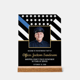 警察の退職ブルーライン国旗の写真ようこそ アクリルサイン