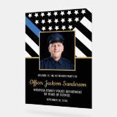 警察の退職ブルーライン国旗の写真ようこそ アクリルサイン (傾斜)