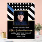 警察の退職ブルーライン国旗の写真ようこそ アクリルサイン (ウェディング)