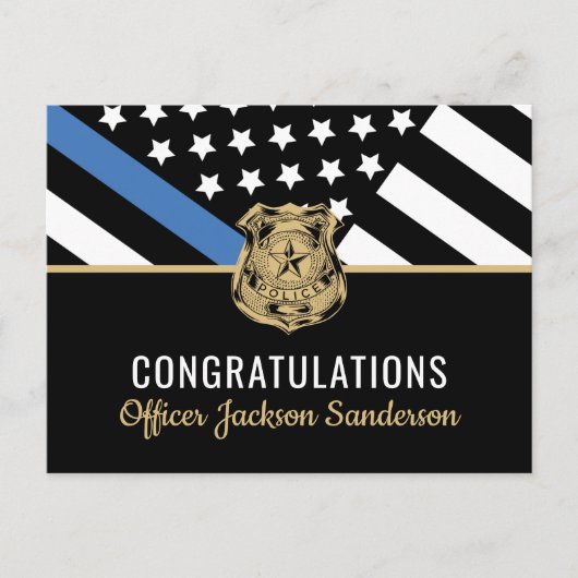 警察の退職ブルーライン旗法執行部 インビテーションポストカード (正面)