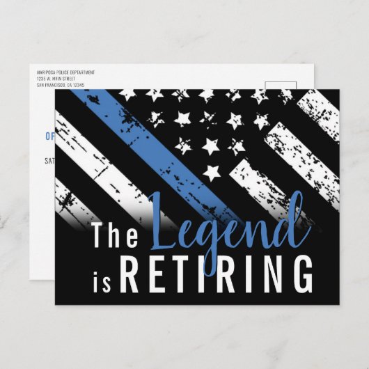 警察の退職ブルーライン旗法執行部 インビテーションポストカード (正面/裏面)