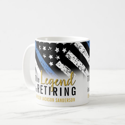 警察の退職ブルーライン旗法執行部 コーヒーマグカップ (正面左)