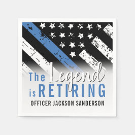 警察の退職ブルーライン旗法執行部 スタンダードカクテルナプキン