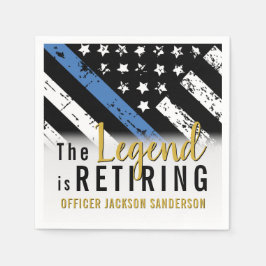 警察の退職ブルーライン旗法執行部 スタンダードカクテルナプキン