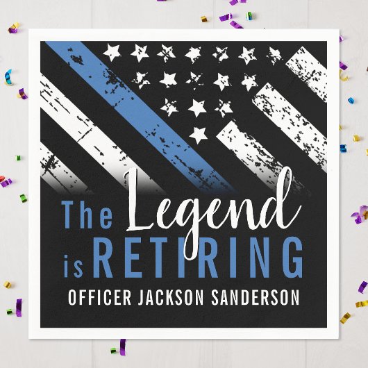 警察の退職ブルーライン旗法執行部 スタンダードカクテルナプキン