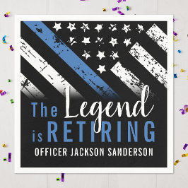 警察の退職ブルーライン旗法執行部 スタンダードカクテルナプキン