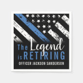 警察の退職ブルーライン旗法執行部 スタンダードカクテルナプキン (正面)