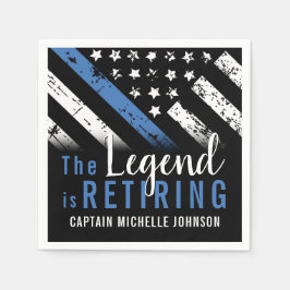 警察の退職ブルーライン旗法執行部 スタンダードカクテルナプキン