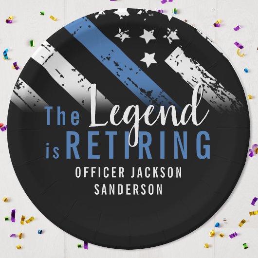 警察の退職ブルーライン旗法執行部 ペーパープレート