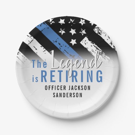 警察の退職ブルーライン旗法執行部 ペーパープレート (正面)