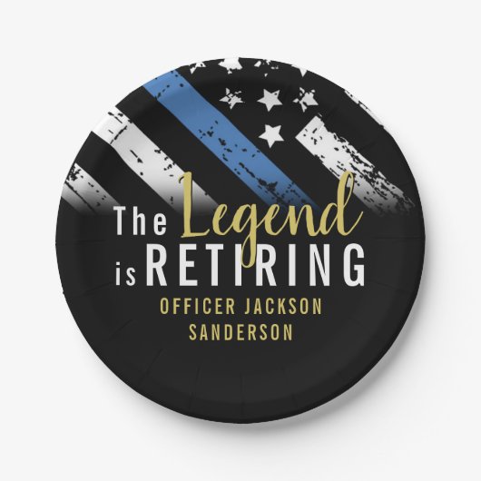 警察の退職ブルーライン旗法執行部 ペーパープレート (正面)