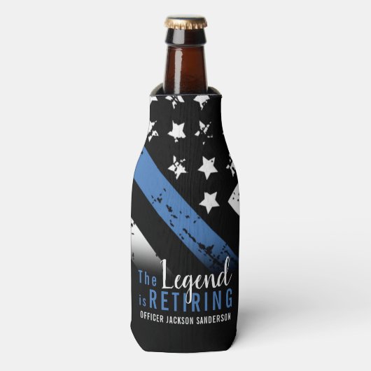 警察の退職ブルーライン旗法執行部 ボトルクーラー (ボトル正面)