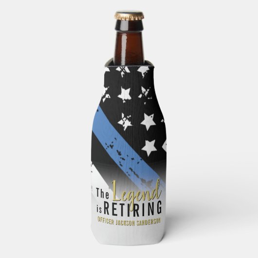 警察の退職ブルーライン旗法執行部 ボトルクーラー (ボトル正面)